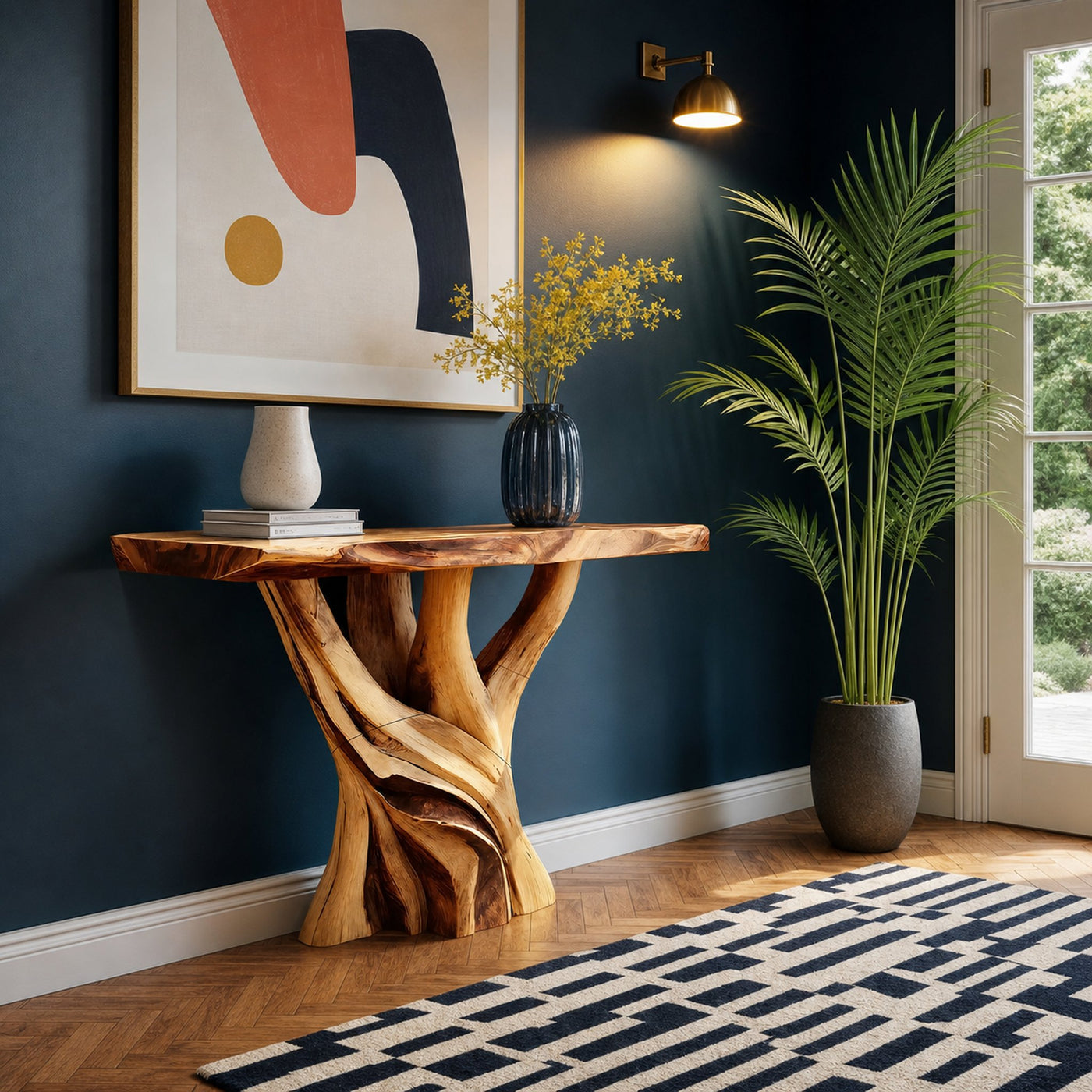 Handcrafted Solid Wood Console Table Sculptural Live Edge For Living Room - product view 6