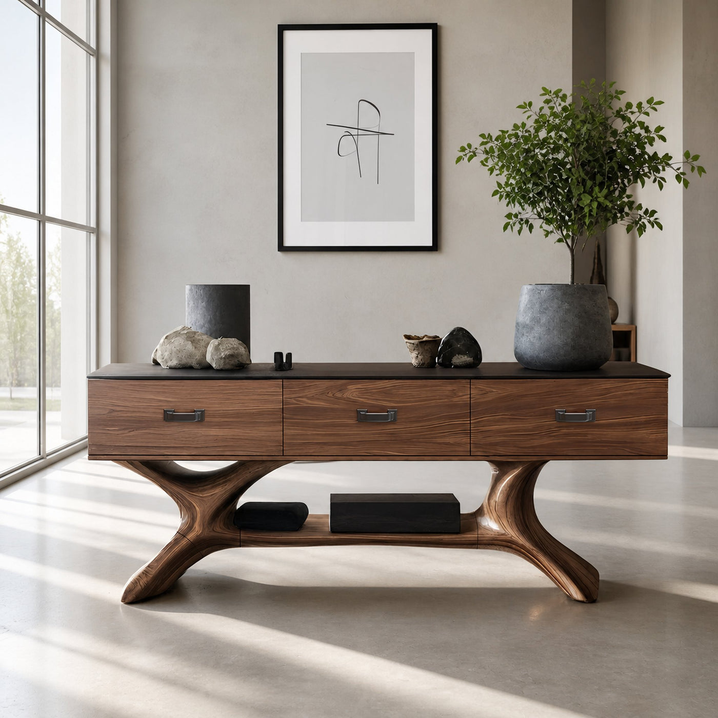 Handcrafted Solid Wood Dressing Table For Furniture Decor With Mirror - product view 3