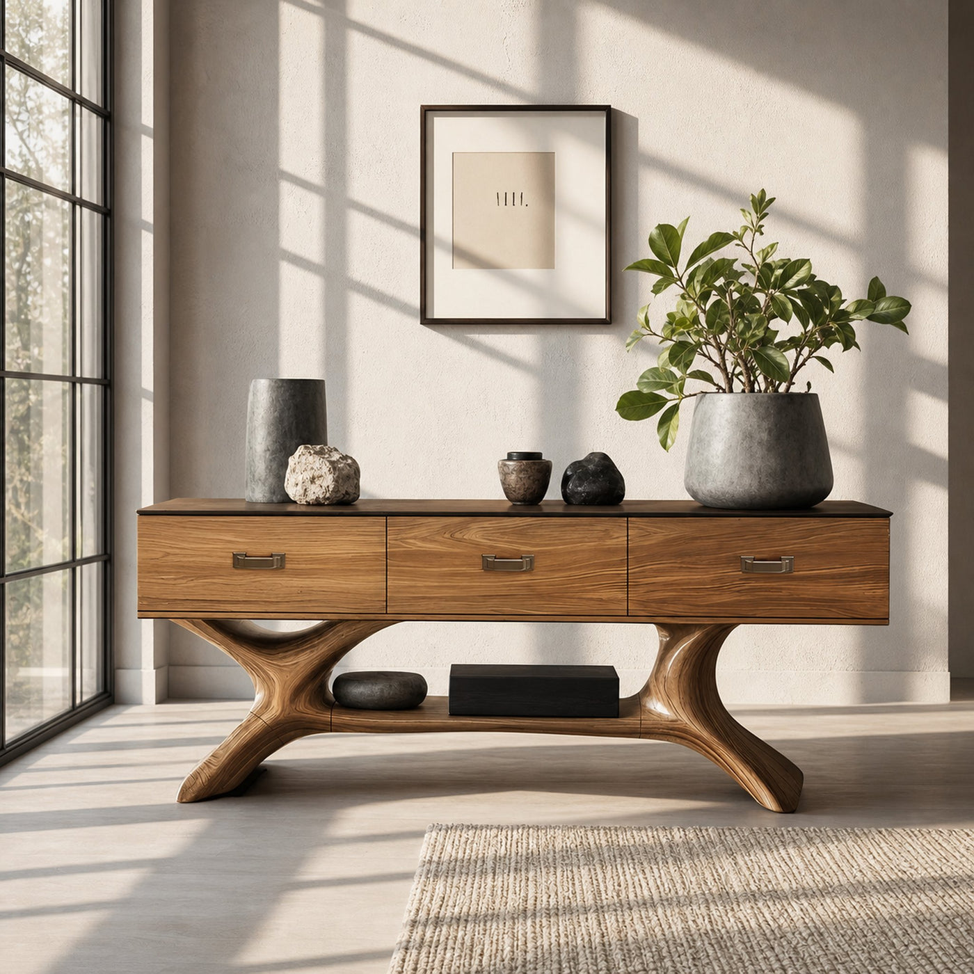 Handcrafted Solid Wood Dressing Table For Furniture Decor With Mirror - product view 5
