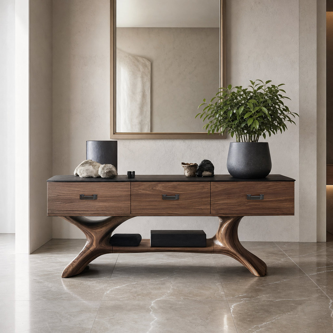 Handcrafted Solid Wood Dressing Table For Furniture Decor With Mirror - product view 6