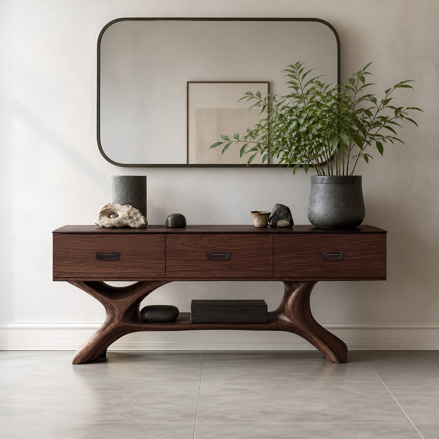Handcrafted Solid Wood Dressing Table For Furniture Decor With Mirror - product view 7