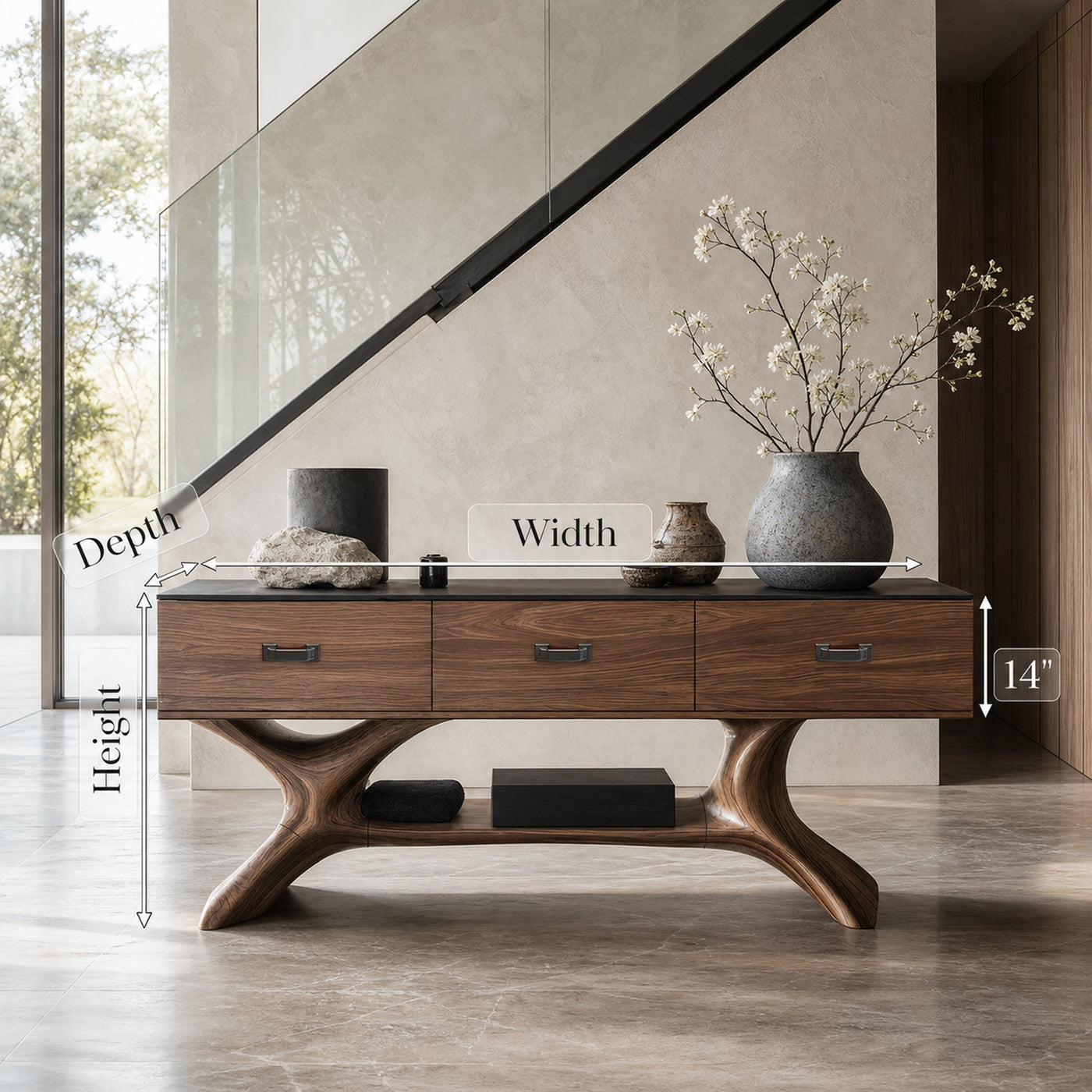 Handcrafted Solid Wood Dressing Table For Furniture Decor With Mirror - product view 8