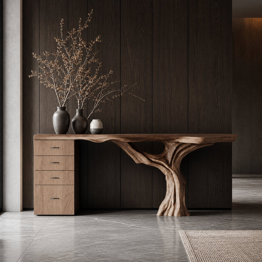 Handcrafted Solid Wood Dressing Table For Living Room Rustic Accent