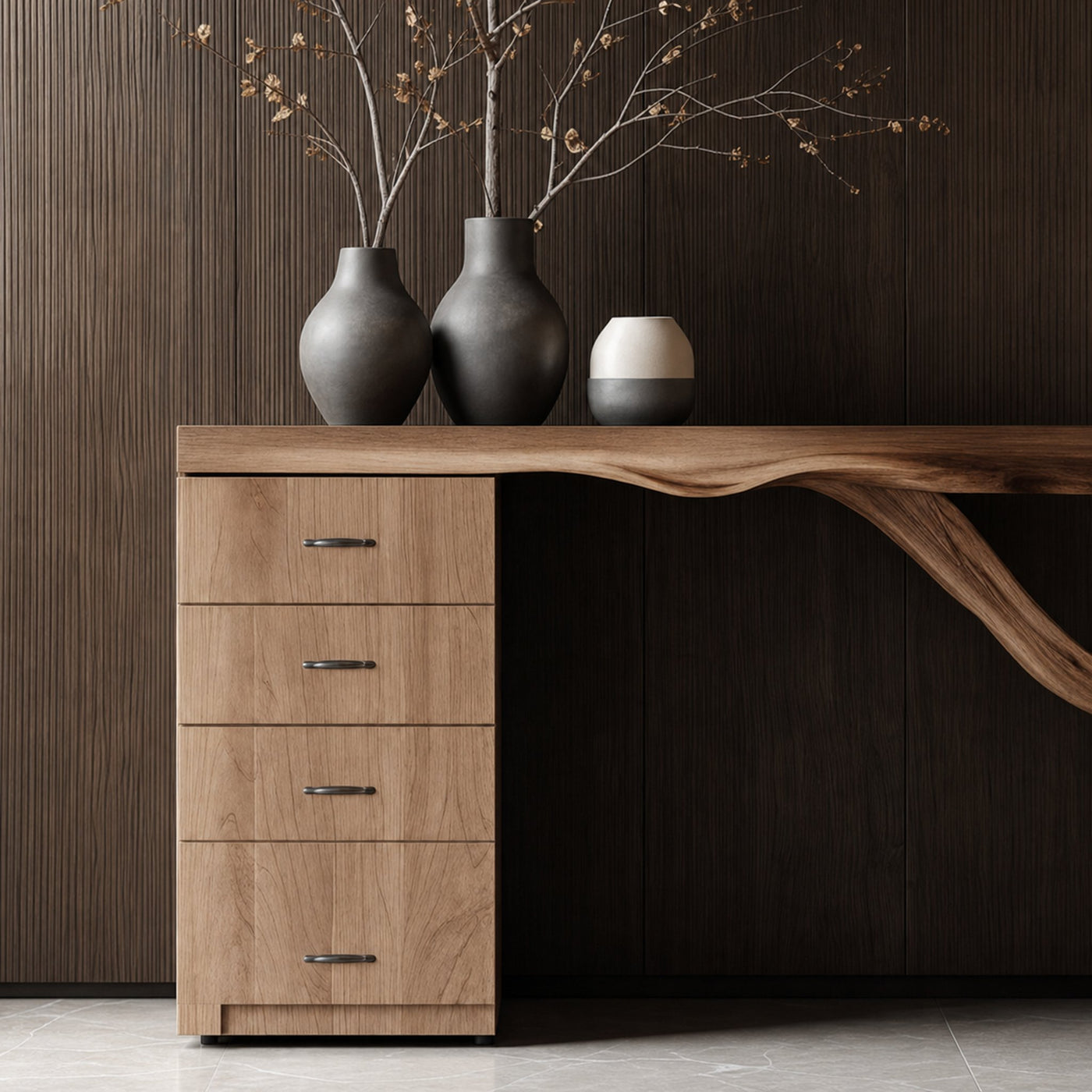 Handcrafted Solid Wood Dressing Table For Living Room Rustic Accent - product view 3