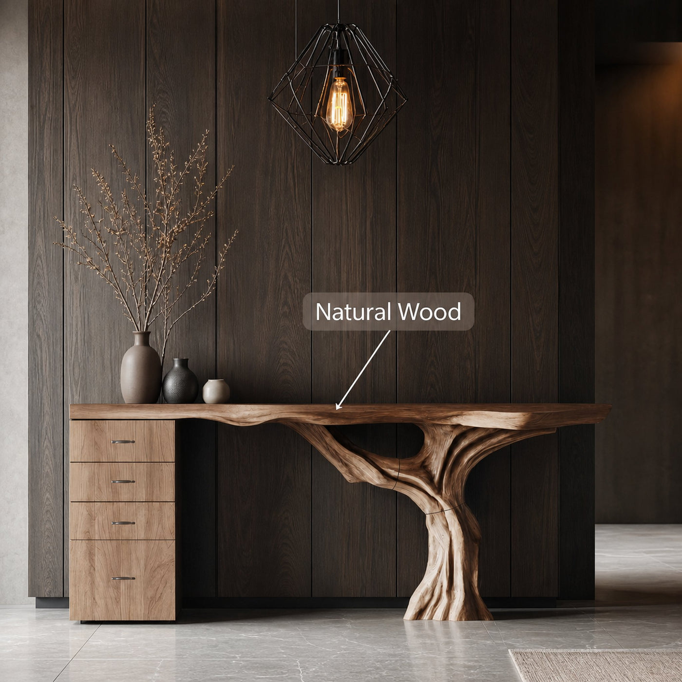 Handcrafted Solid Wood Dressing Table For Living Room Rustic Accent - product view 4