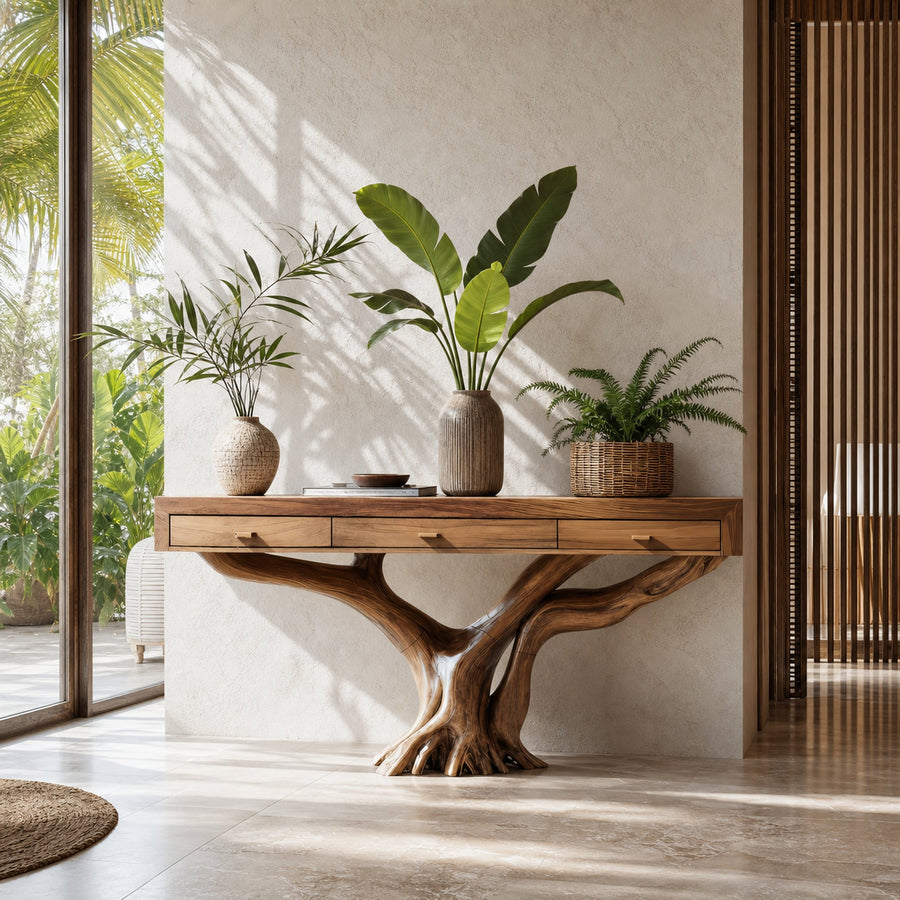 Handcrafted Solid Wood Dressing Table For Living Room Unique Style