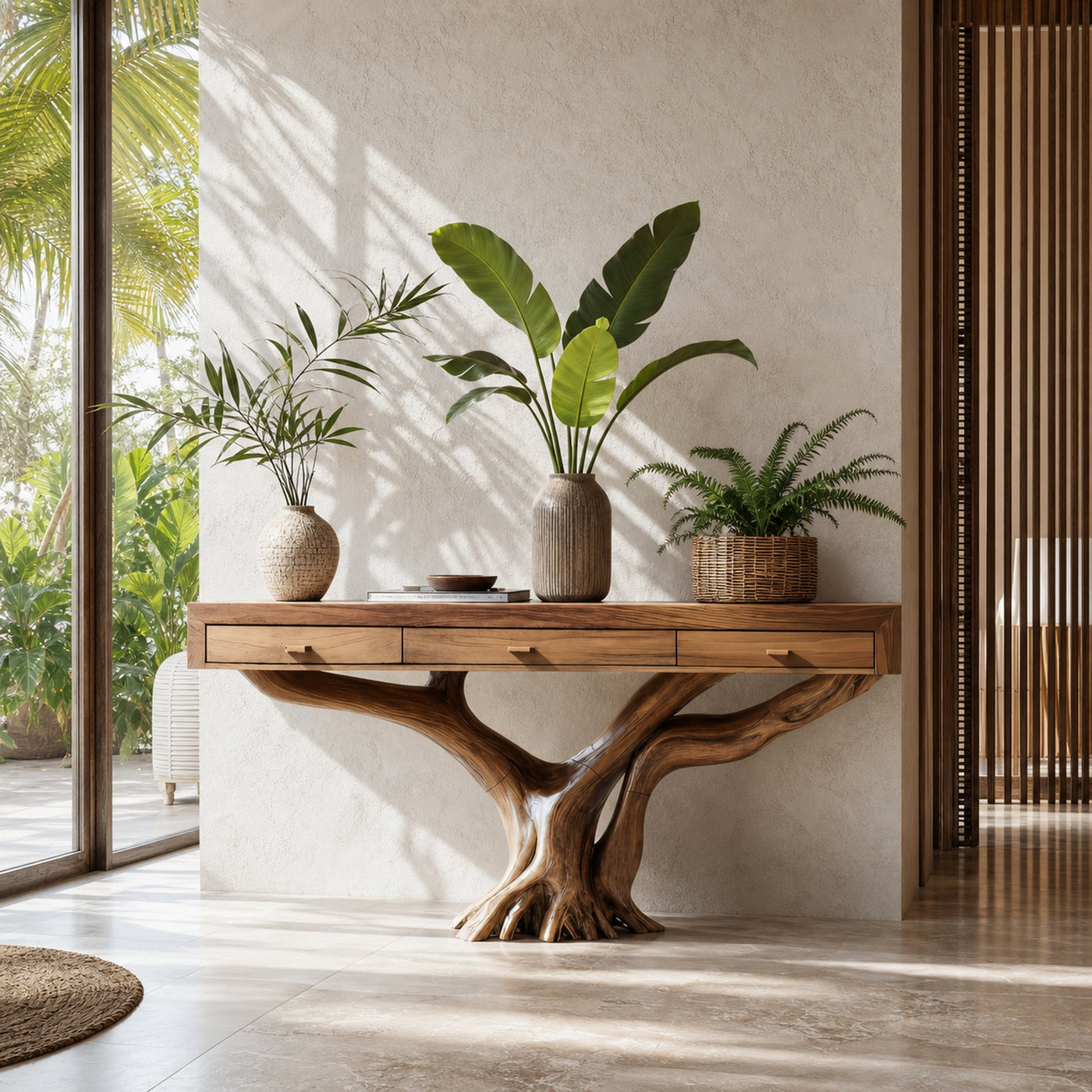 Handcrafted Solid Wood Dressing Table For Living Room Unique Style