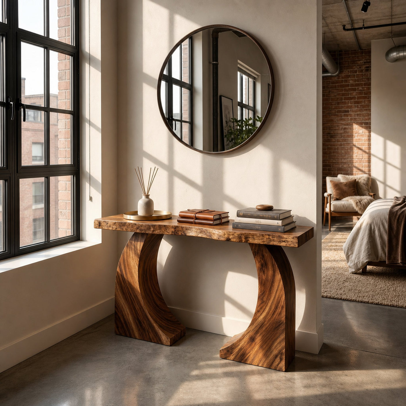 Handcrafted Wood Console Table For Coffee Bar Styling - product view 6