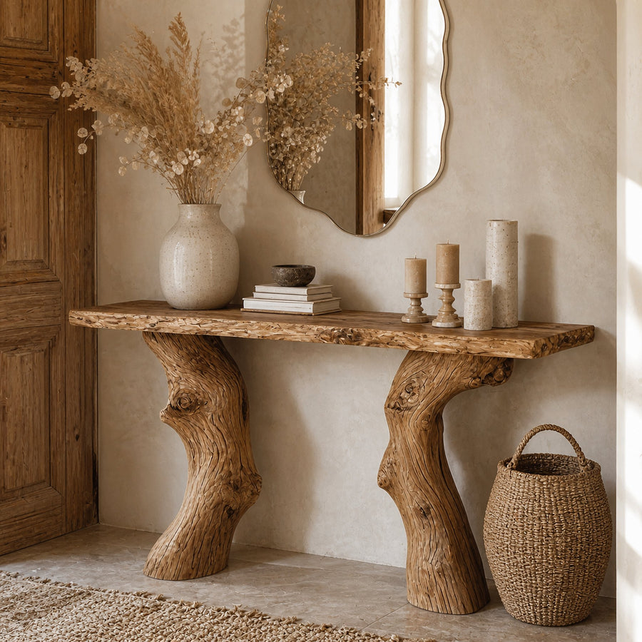 Handcrafted Wood Entry Console Table