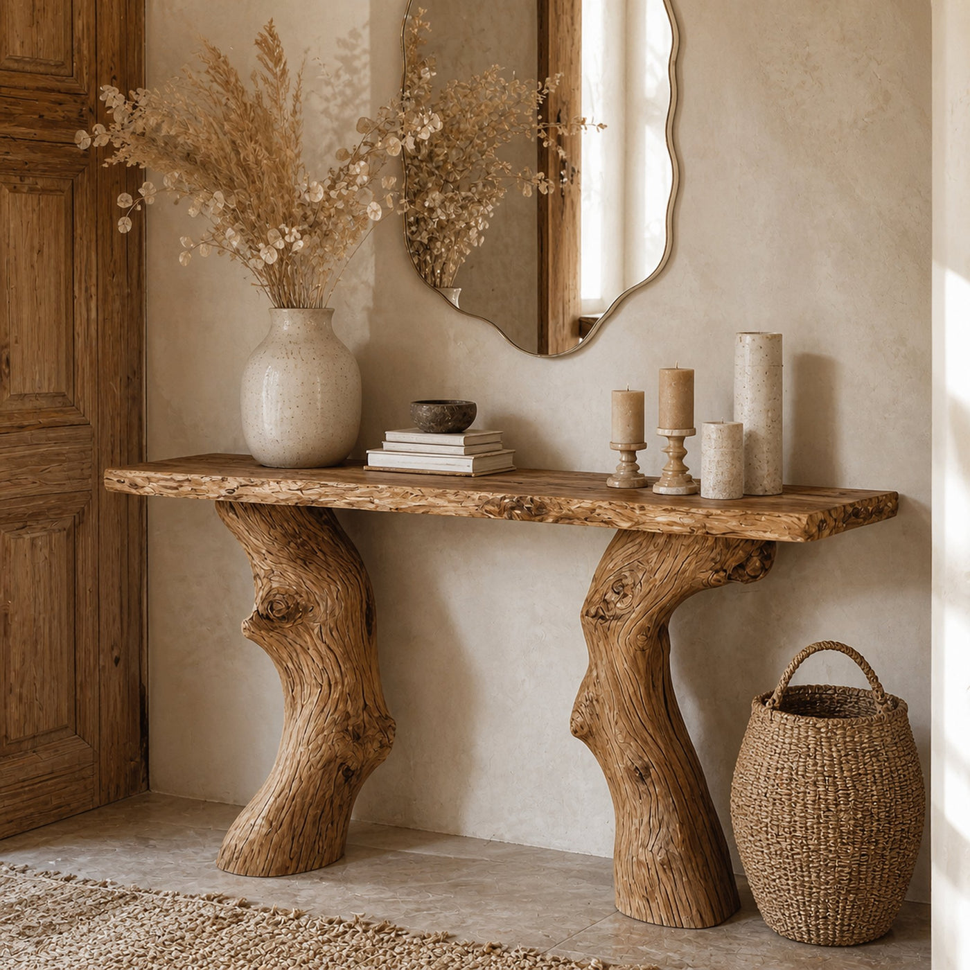 Handcrafted Wood Entry Console Table