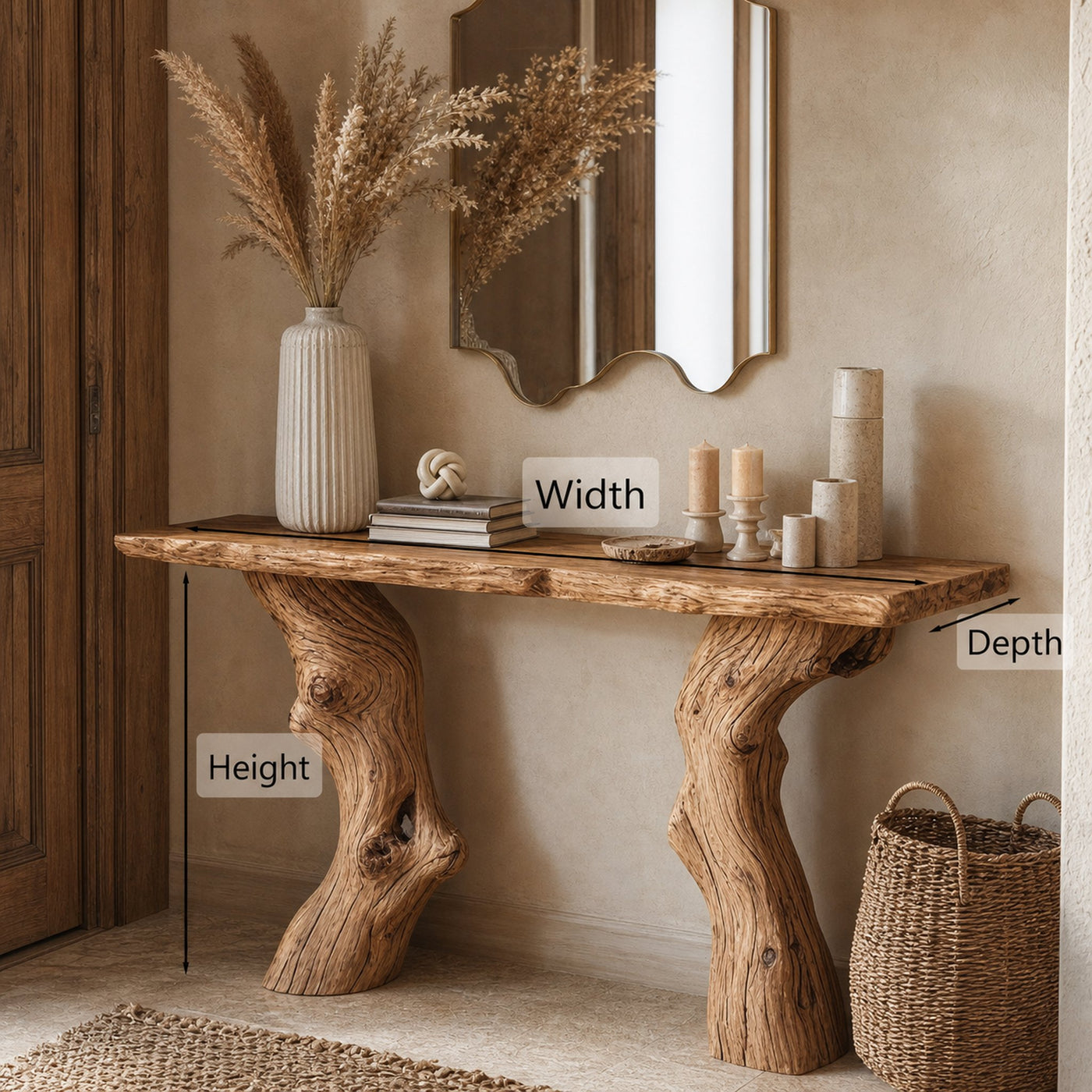 Handcrafted Wood Entry Console Table - product view 5