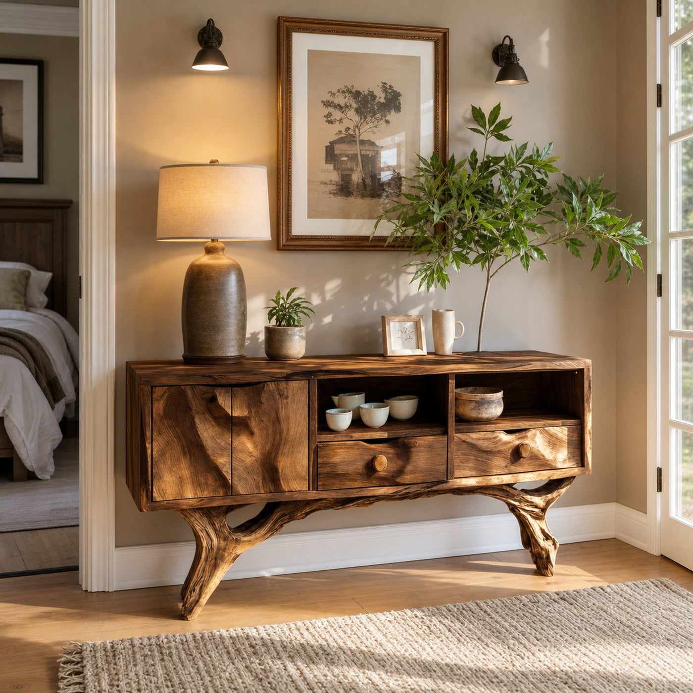 Handcrafted Wooden Console Table For Bedroom Luxury Home Accent - product view 6