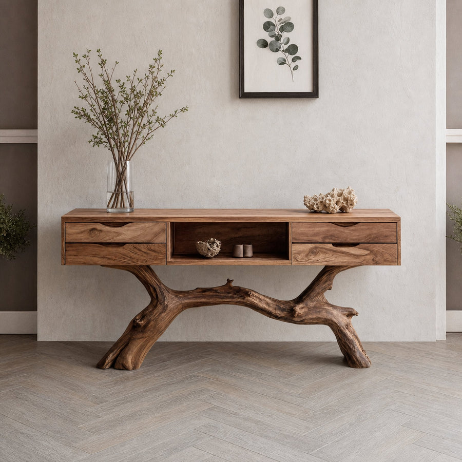 Handcrafted Wooden Console Table For Living Room Handmade Accent