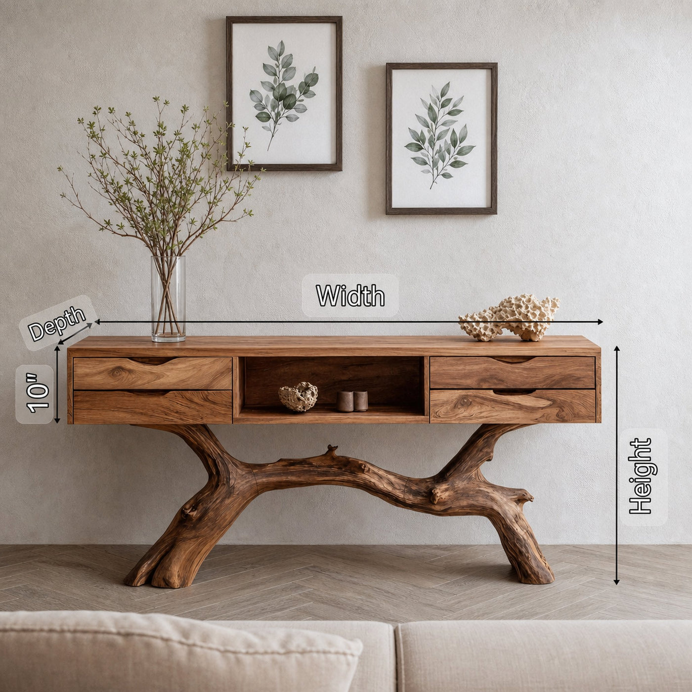 Handcrafted Wooden Console Table For Living Room Handmade Accent - product view 6