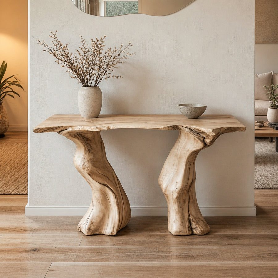 Handcrafted Wooden Console Table Living Room Interior Feature Accent