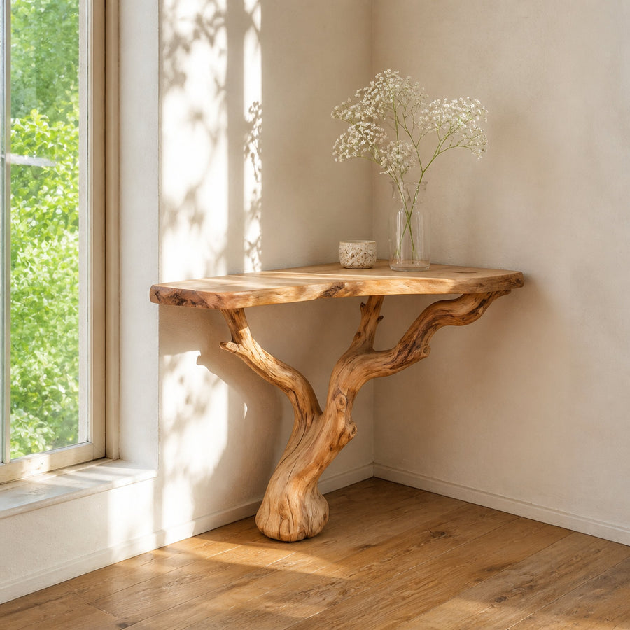 Handcrafted Wooden Corner Table  Decor Home Gifts