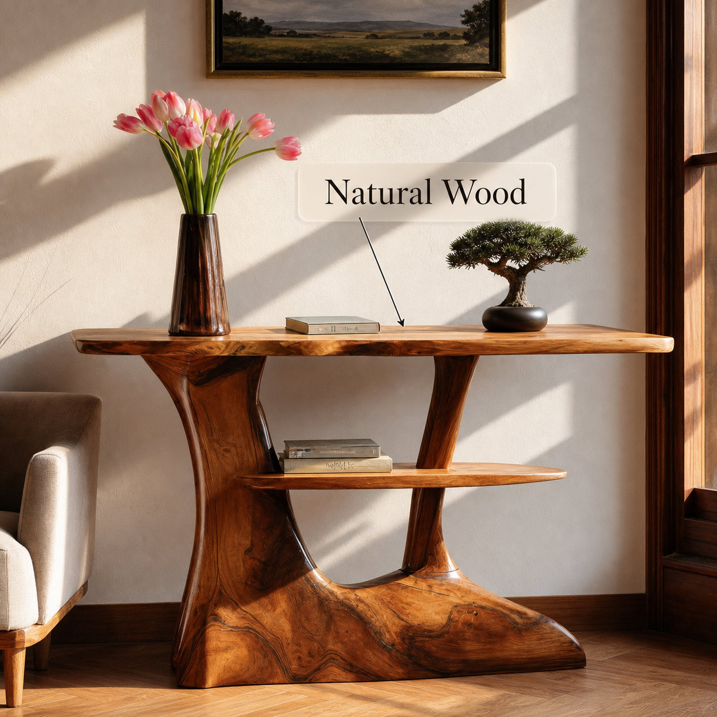 Handcrafted Wooden Entryway Table For Rustic Home Styling - product view 5