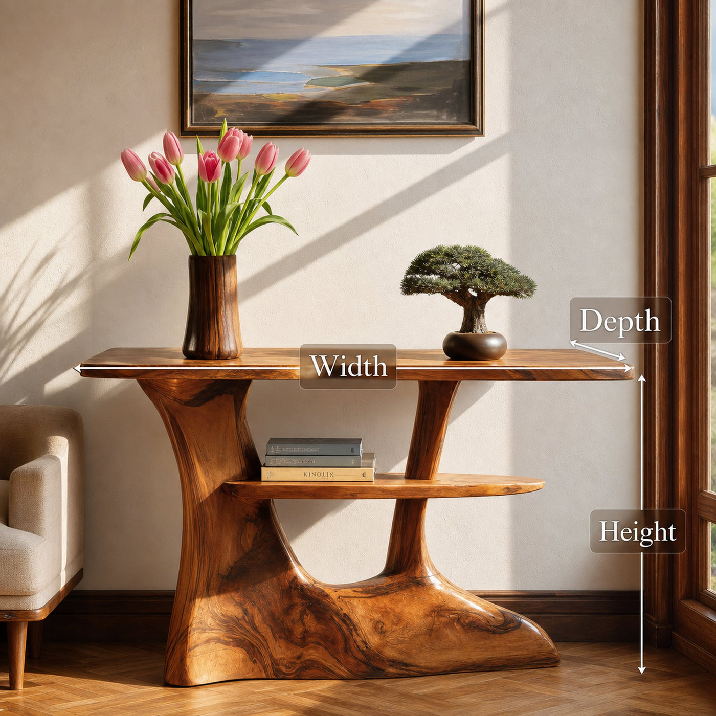 Handcrafted Wooden Entryway Table For Rustic Home Styling - product view 7
