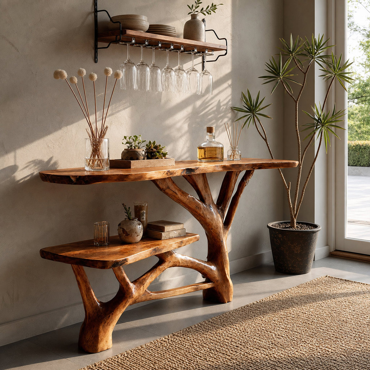Handcrafted Wooden Live Edge Console Table For Contemporary Furniture Decor - product view 2