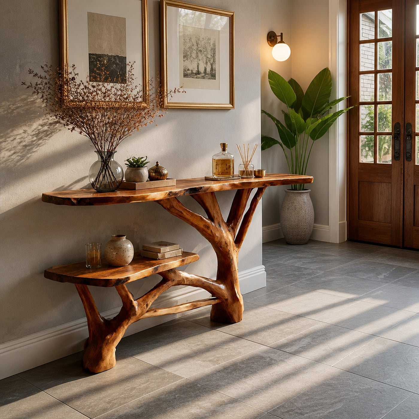 Handcrafted Wooden Live Edge Console Table For Contemporary Furniture Decor - product view 3