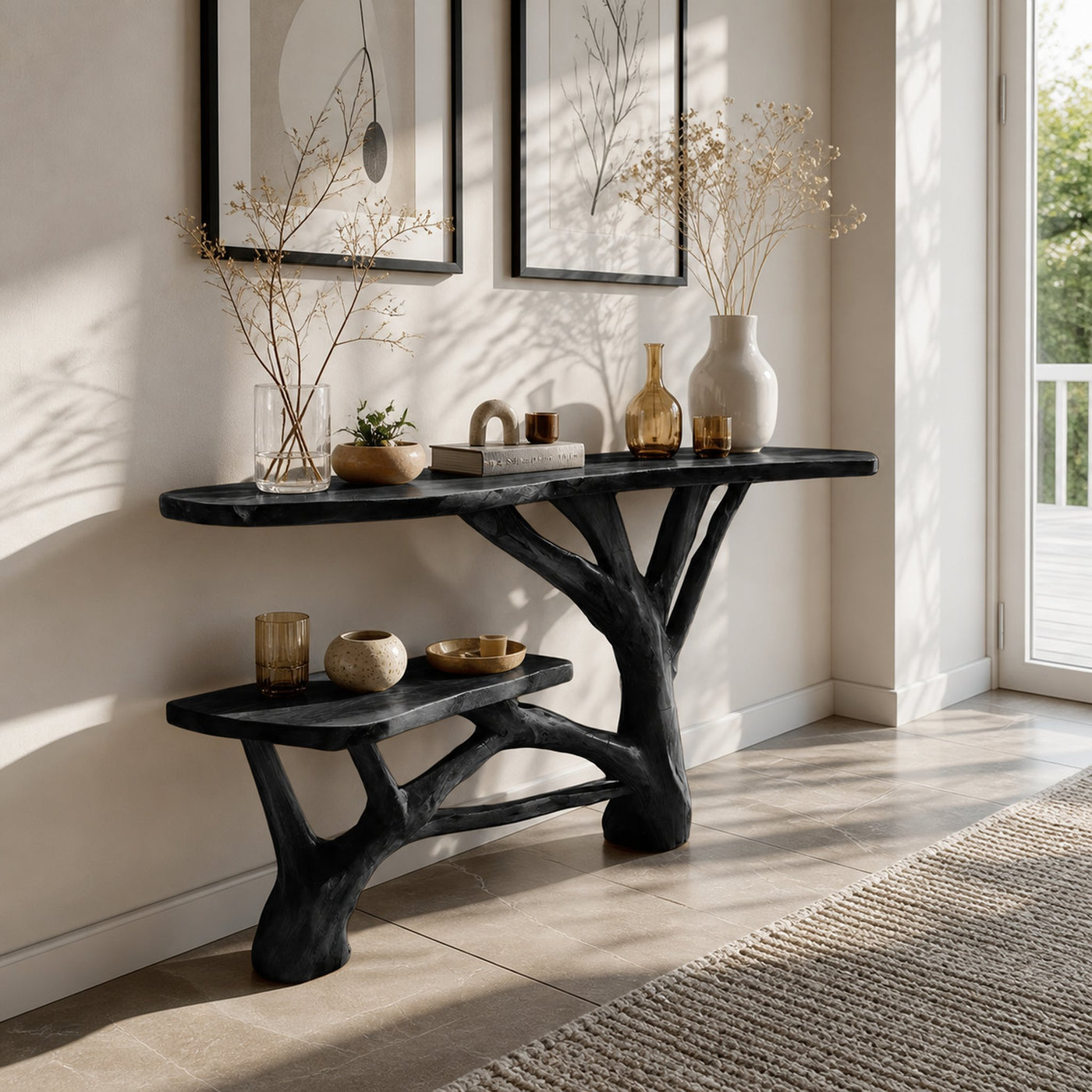 Handcrafted Wooden Live Edge Console Table For Contemporary Furniture Decor - product view 4