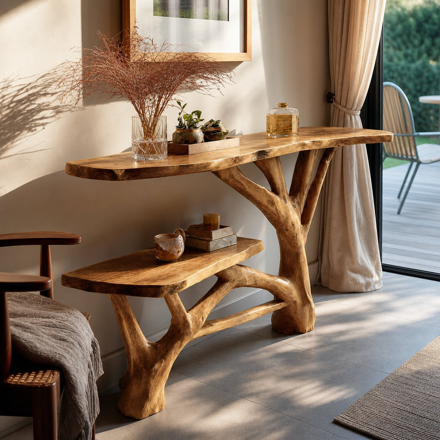 Handcrafted Wooden Live Edge Console Table For Contemporary Furniture Decor - product view 5