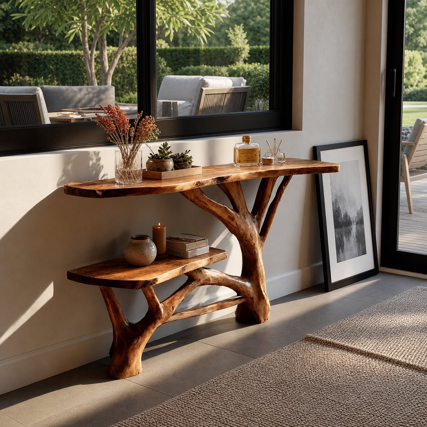 Handcrafted Wooden Live Edge Console Table For Contemporary Furniture Decor - product view 6