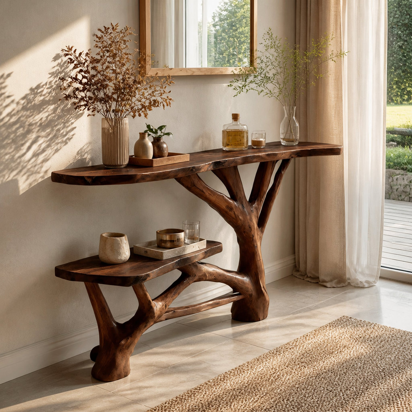 Handcrafted Wooden Live Edge Console Table For Contemporary Furniture Decor - product view 7