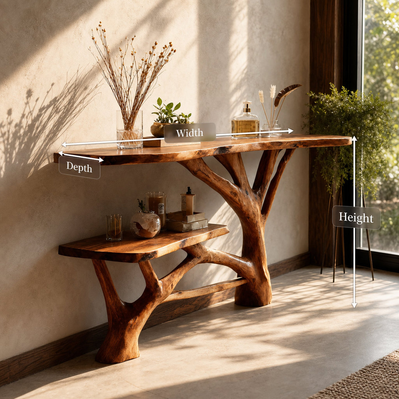 Handcrafted Wooden Live Edge Console Table For Contemporary Furniture Decor - product view 8