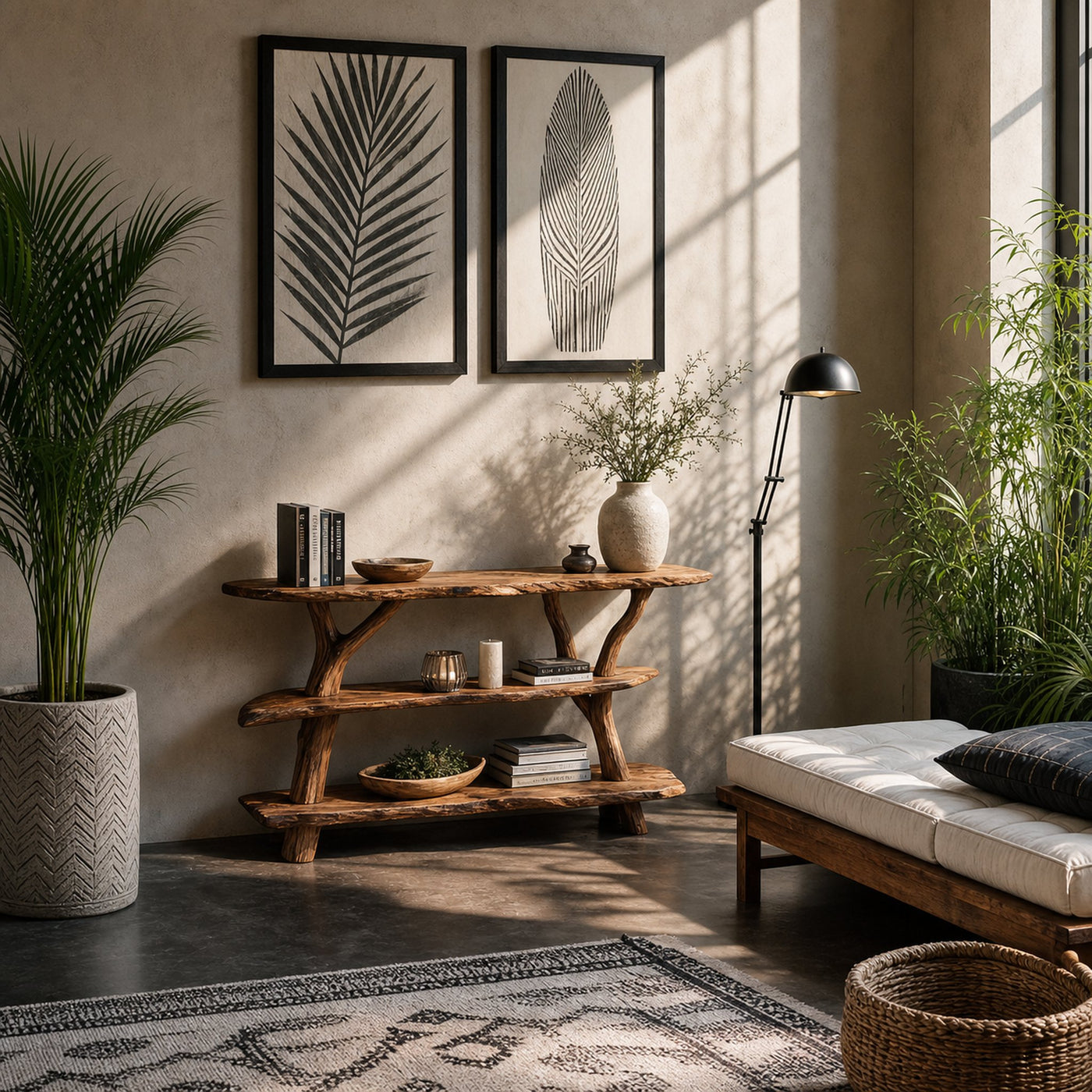 Handcrafted Wooden Live Edge Console Table For Contemporary Living Room - product view 2