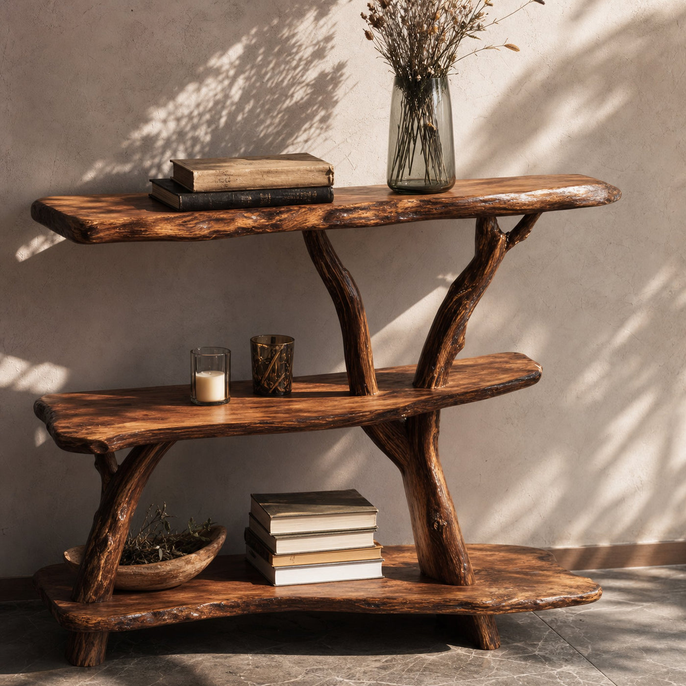 Handcrafted Wooden Live Edge Console Table For Contemporary Living Room - product view 4