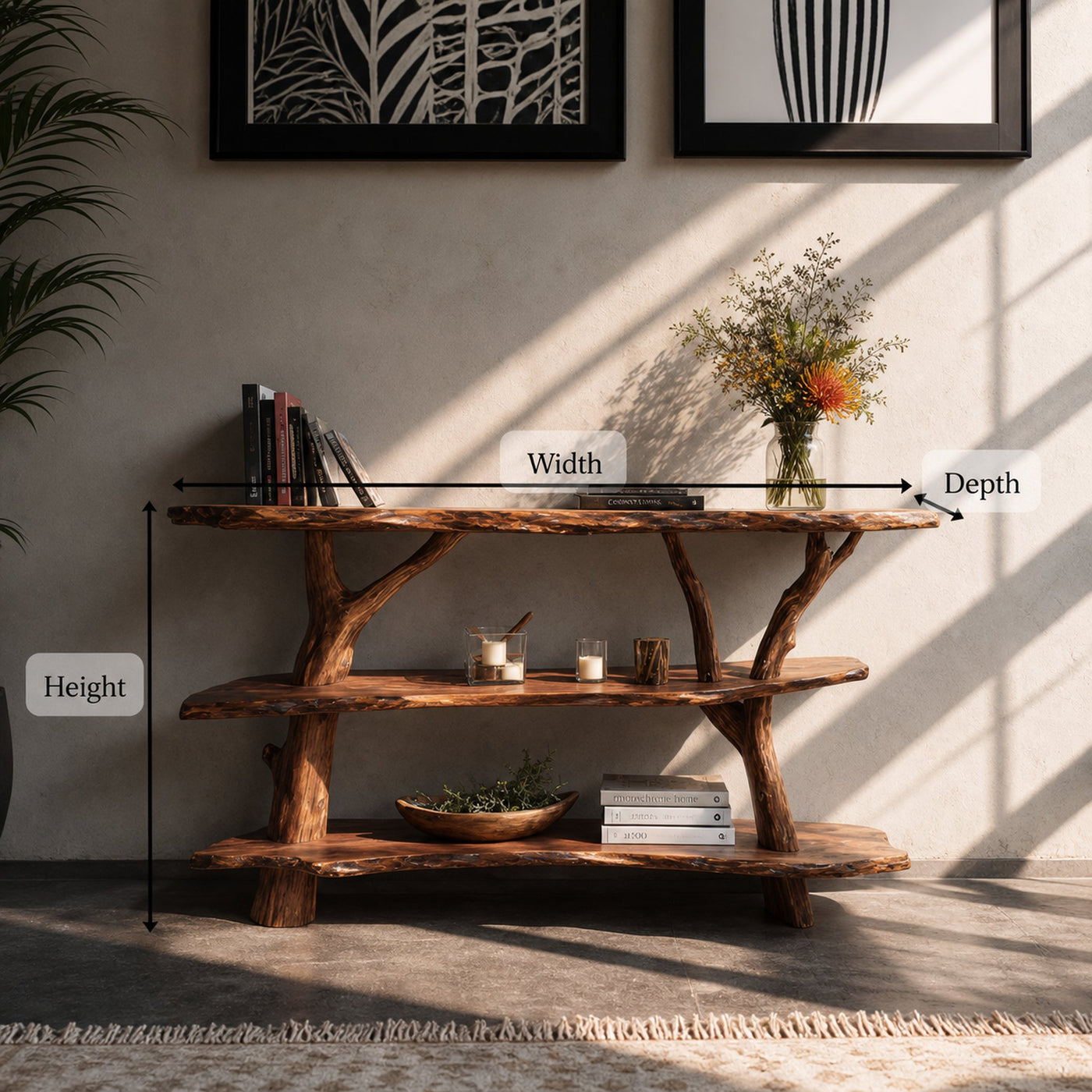 Handcrafted Wooden Live Edge Console Table For Contemporary Living Room - product view 6