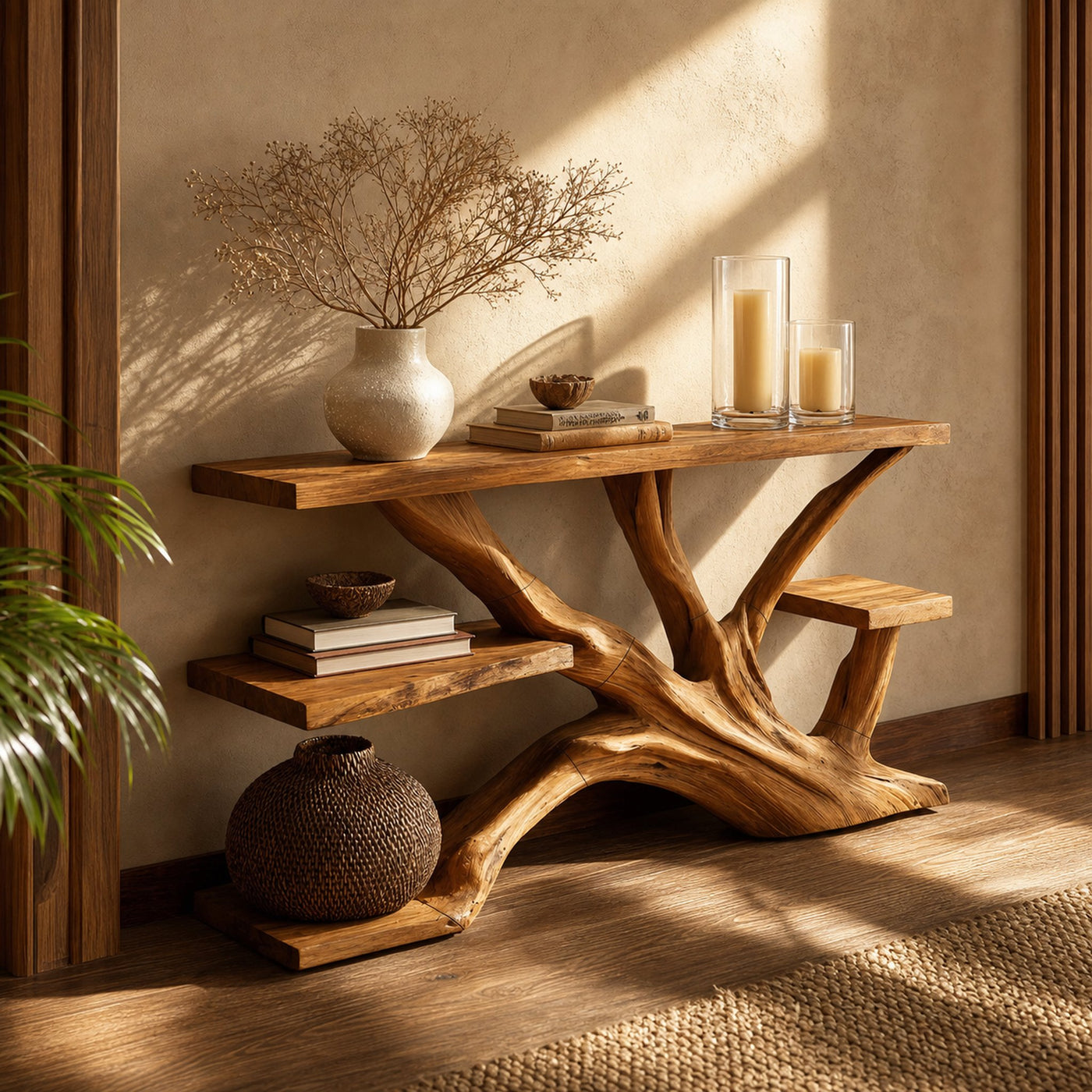 Handcrafted Wooden Live Edge Console Table For Elegant Furniture Decor