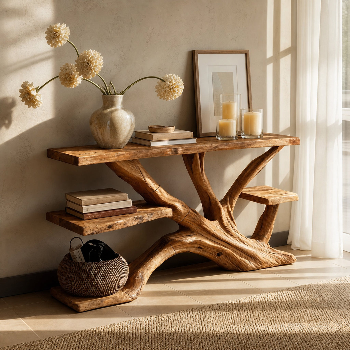 Handcrafted Wooden Live Edge Console Table For Elegant Furniture Decor - product view 6