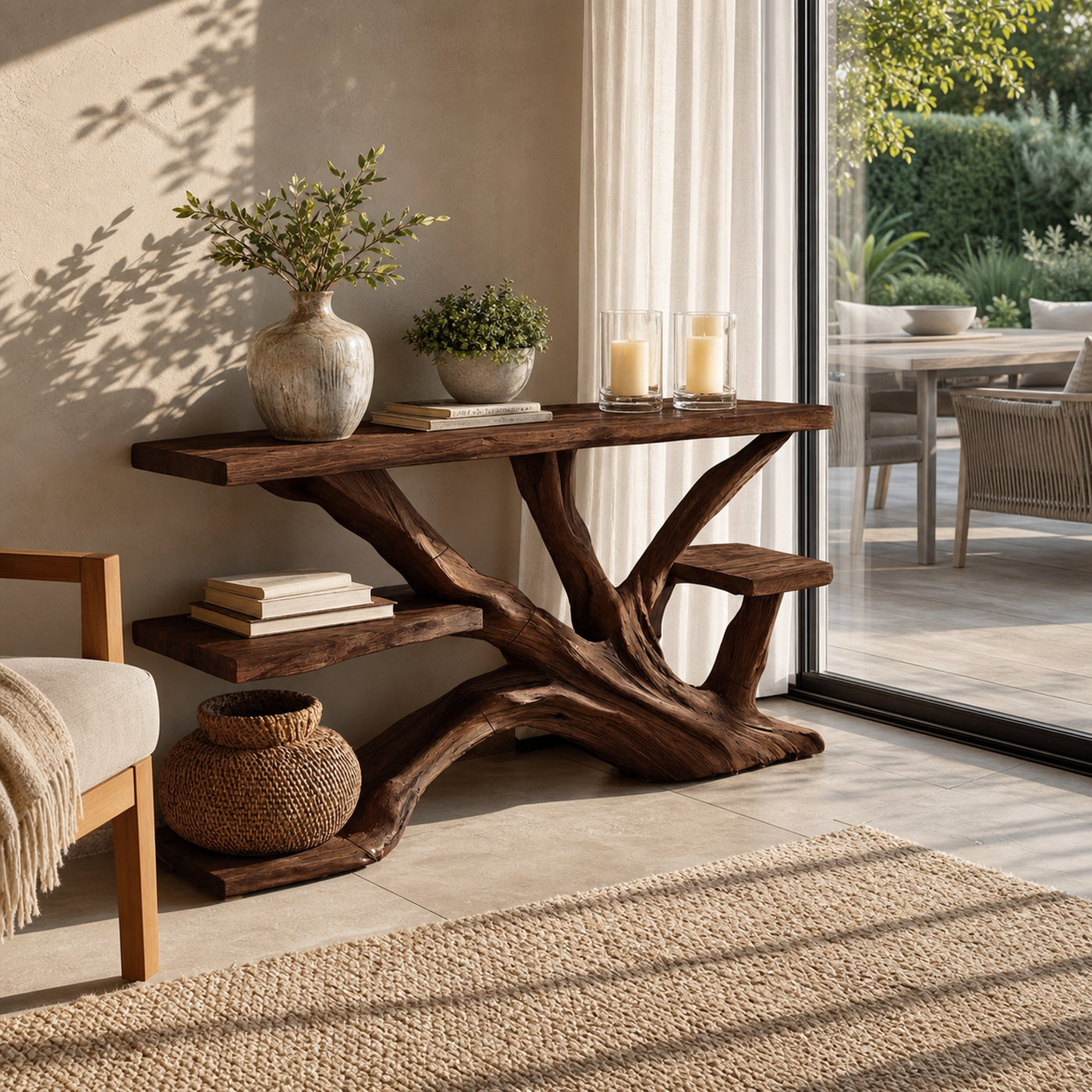 Handcrafted Wooden Live Edge Console Table For Elegant Furniture Decor - product view 7