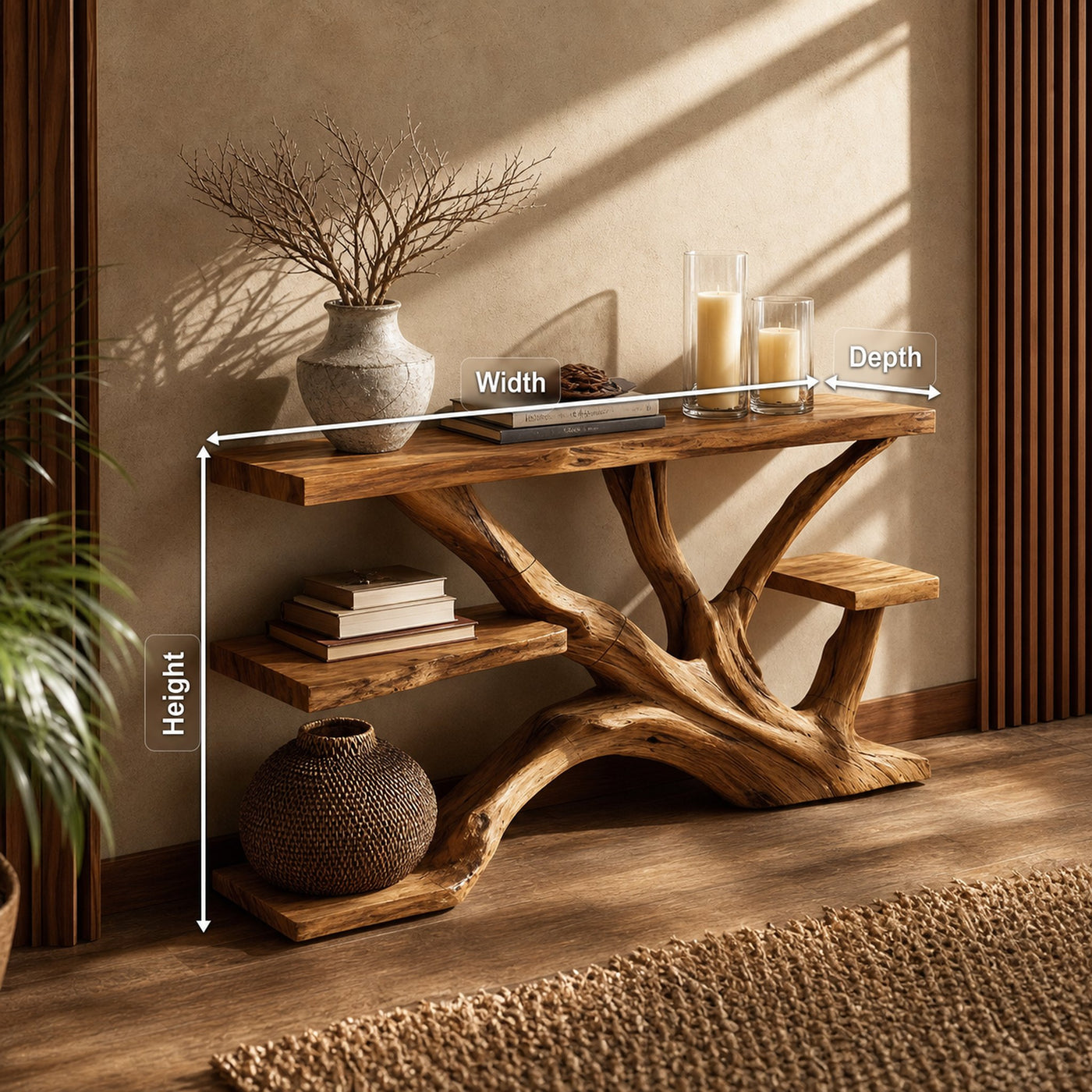 Handcrafted Wooden Live Edge Console Table For Elegant Furniture Decor - product view 8