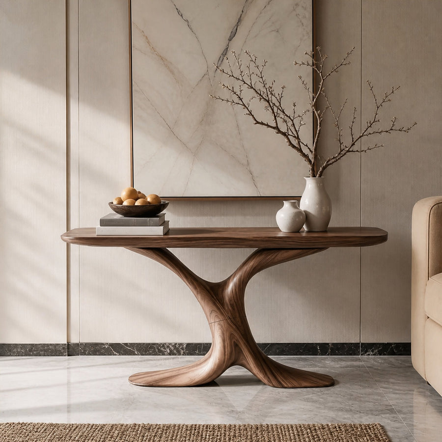 Handcrafted Wooden Live Edge Console Table For Entryway Decor
