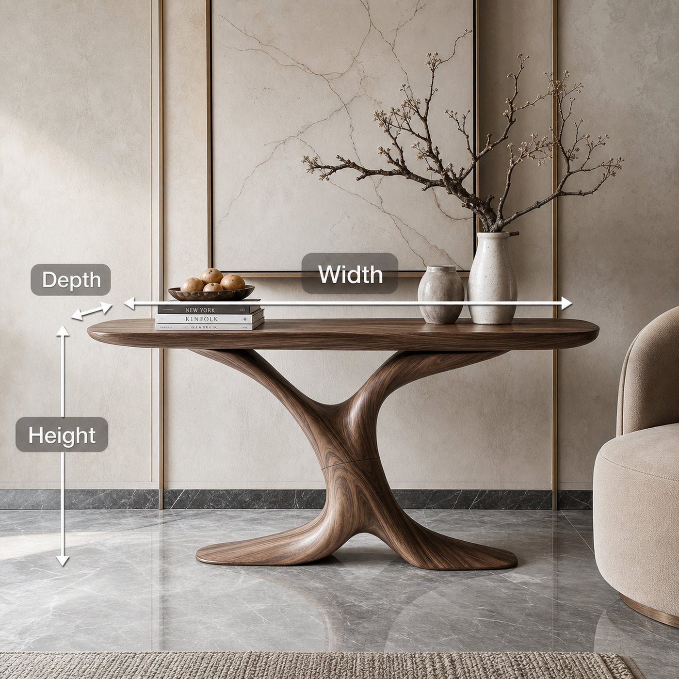 Handcrafted Wooden Live Edge Console Table For Entryway Decor - product view 8
