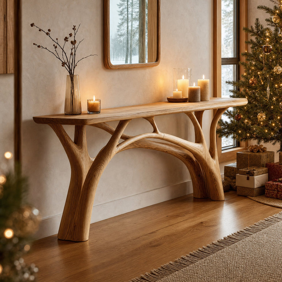 Handcrafted Wooden Live Edge Console Table For Holiday Furniture