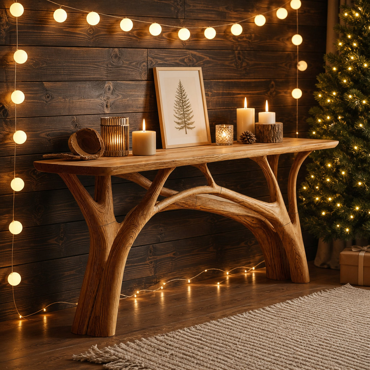 Handcrafted Wooden Live Edge Console Table For Holiday Furniture - product view 6