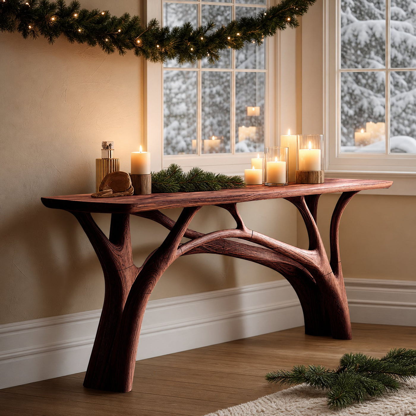 Handcrafted Wooden Live Edge Console Table For Holiday Furniture - product view 7