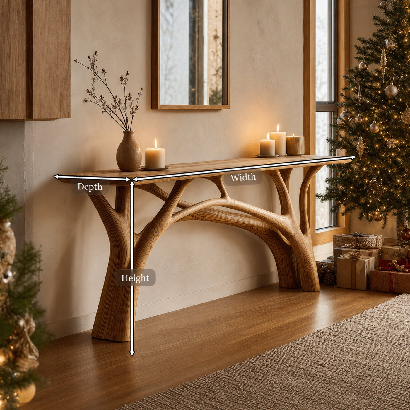 Handcrafted Wooden Live Edge Console Table For Holiday Furniture - product view 8
