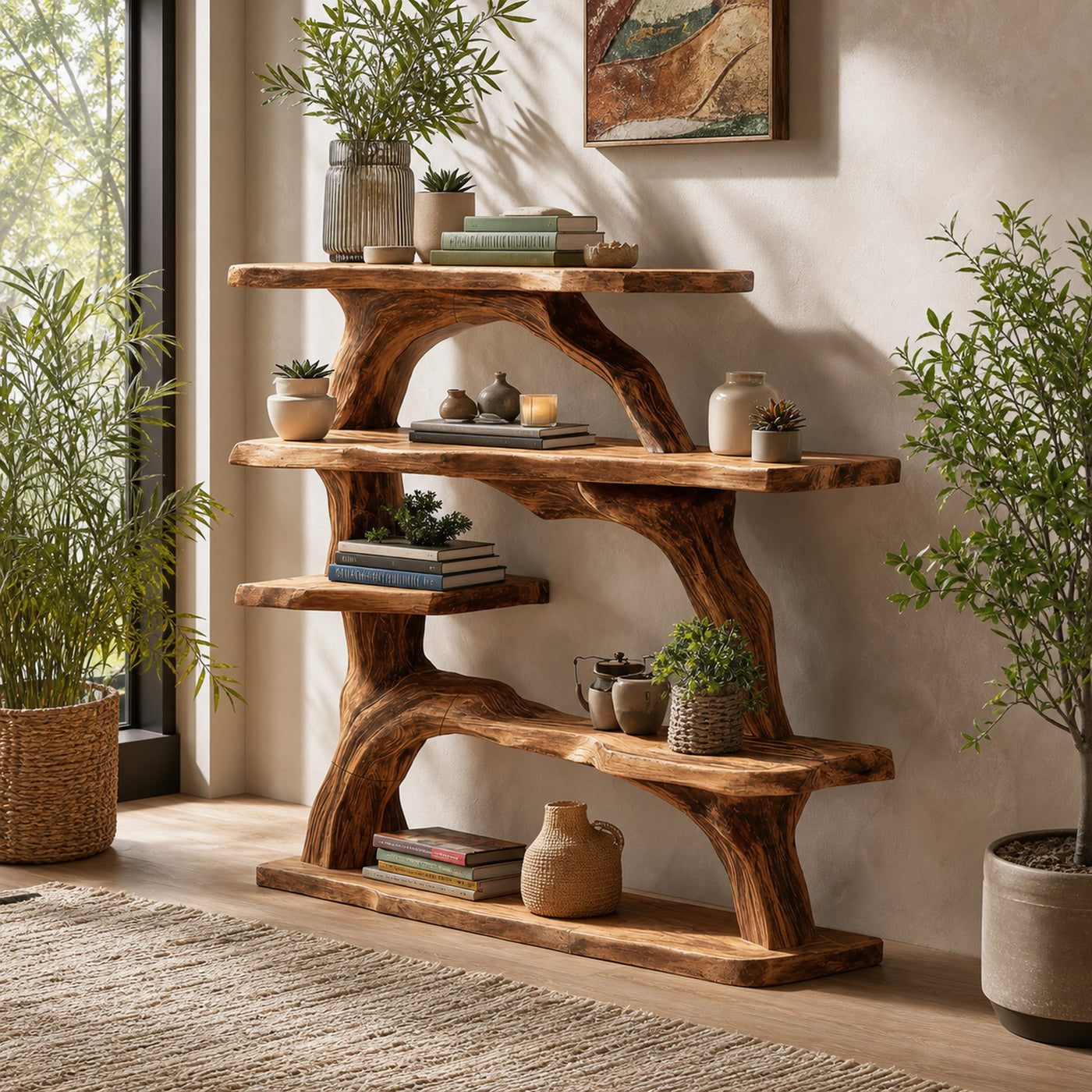 Handcrafted Wooden Live Edge Console Table For Luxury Living Room Decor