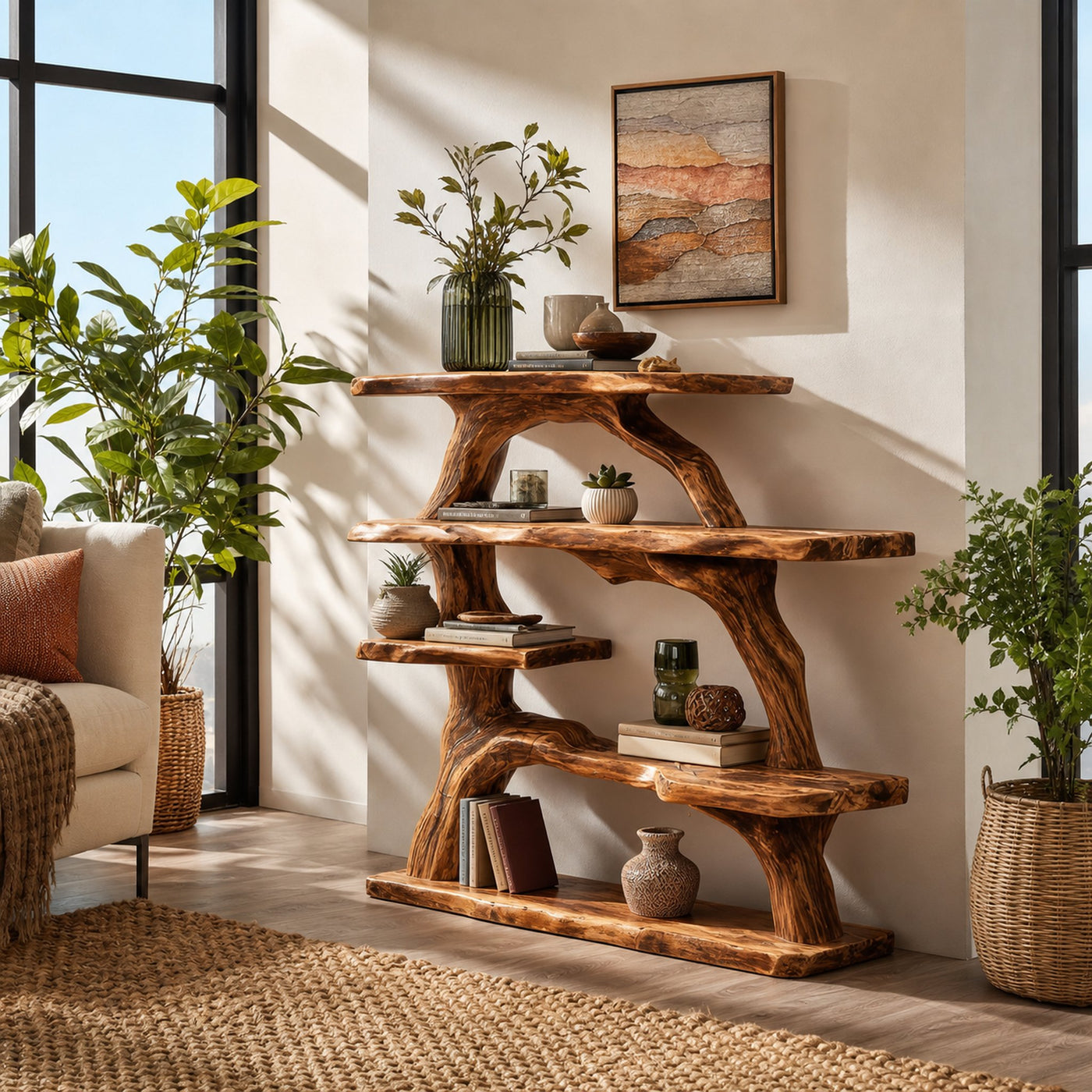 Handcrafted Wooden Live Edge Console Table For Luxury Living Room Decor - product view 2