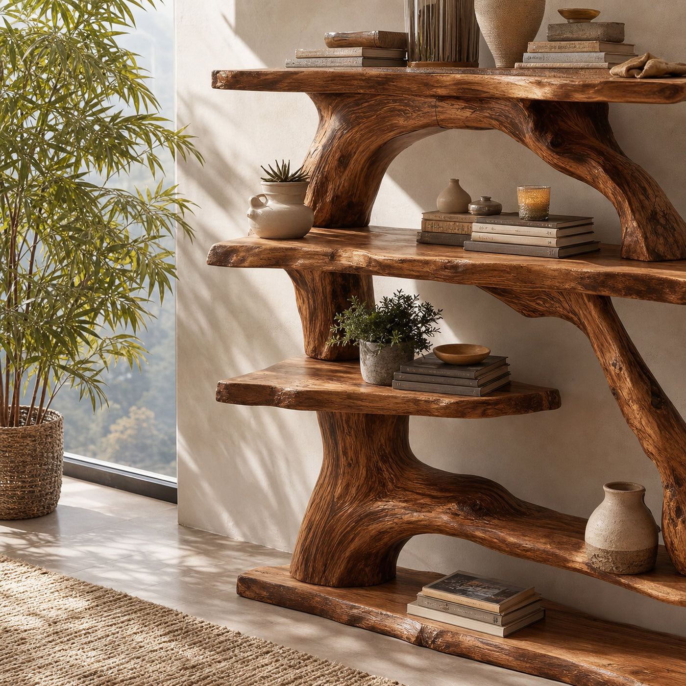 Handcrafted Wooden Live Edge Console Table For Luxury Living Room Decor - product view 3