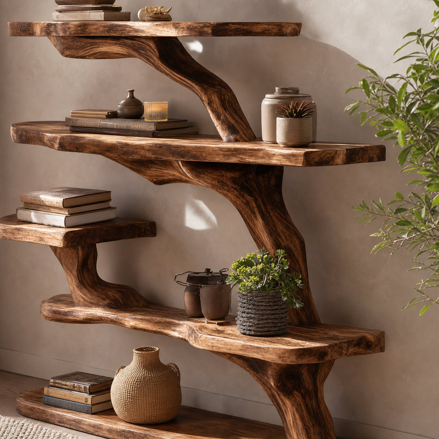 Handcrafted Wooden Live Edge Console Table For Luxury Living Room Decor - product view 4