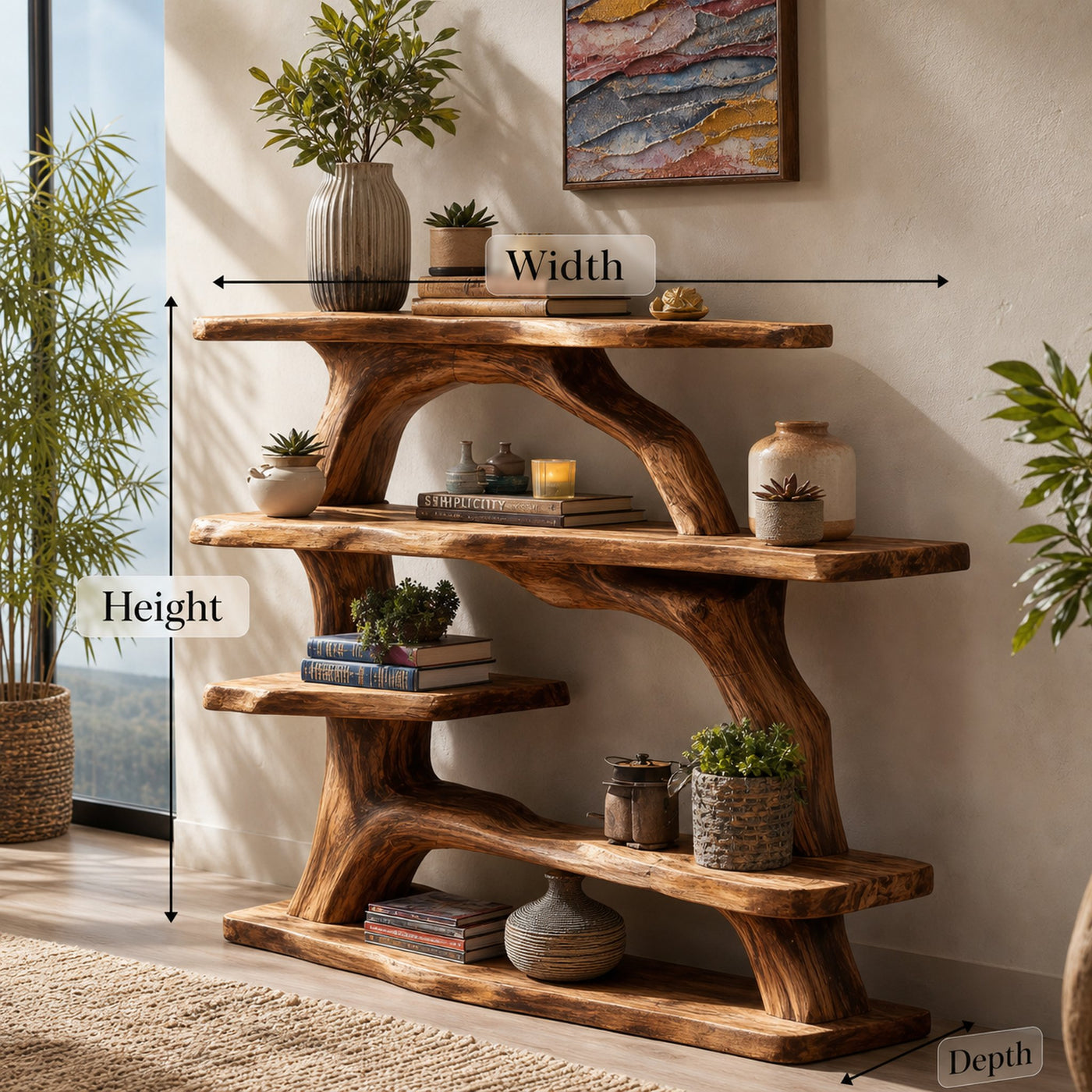 Handcrafted Wooden Live Edge Console Table For Luxury Living Room Decor - product view 6
