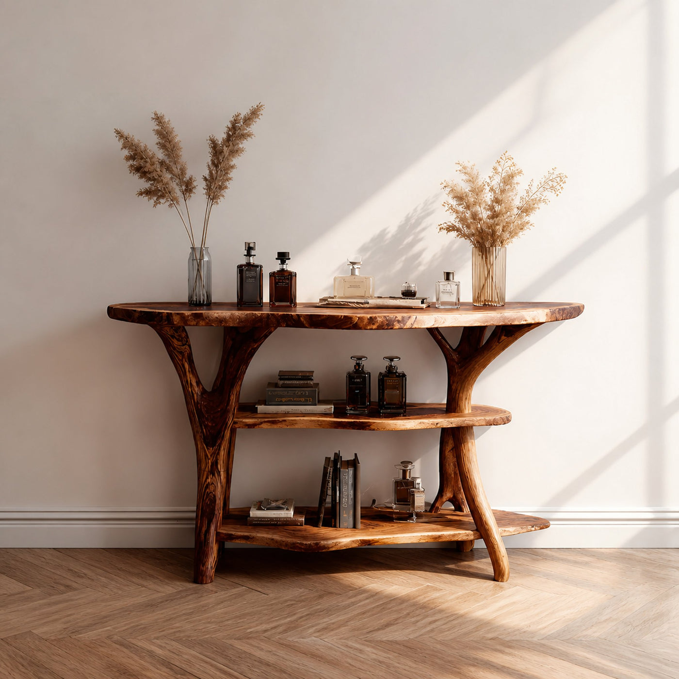 Handcrafted Wooden Live Edge Console Table For Stylish Entryway Furniture