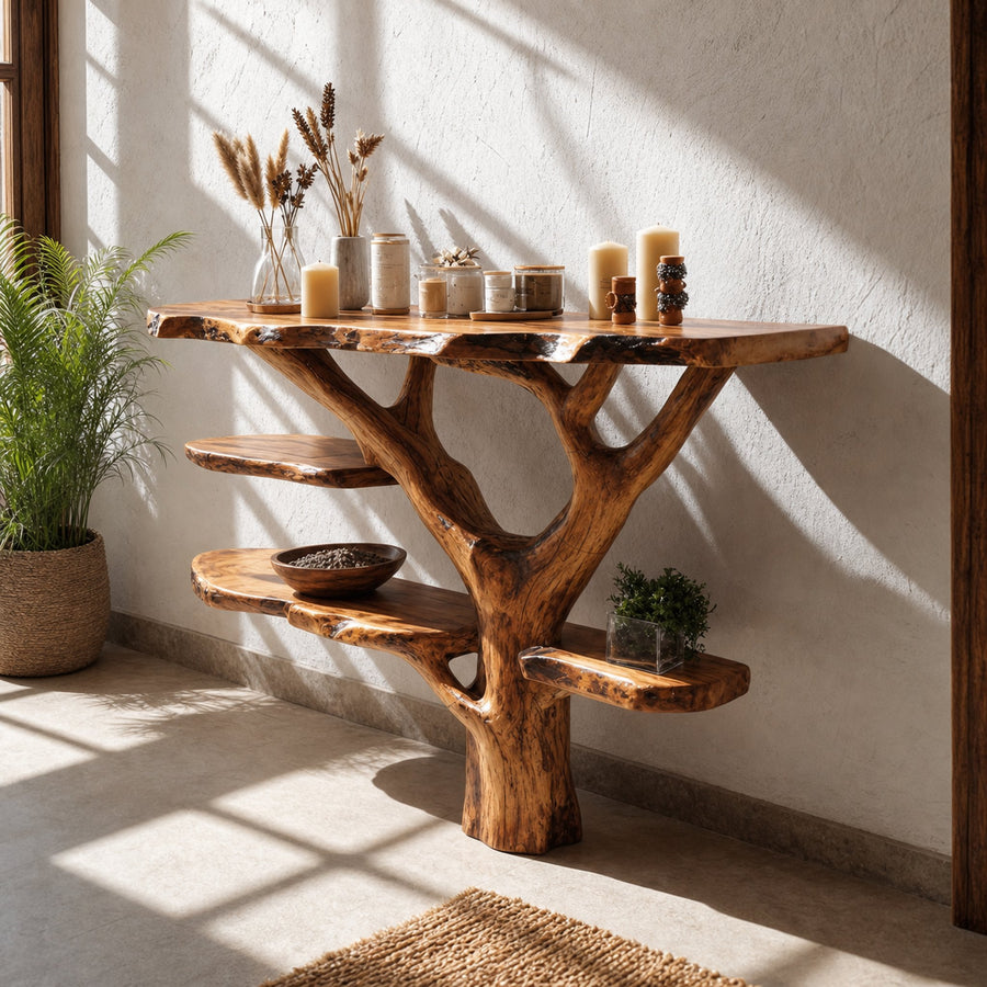 Handcrafted Wooden Live Edge Console Table For Stylish Furniture Decor