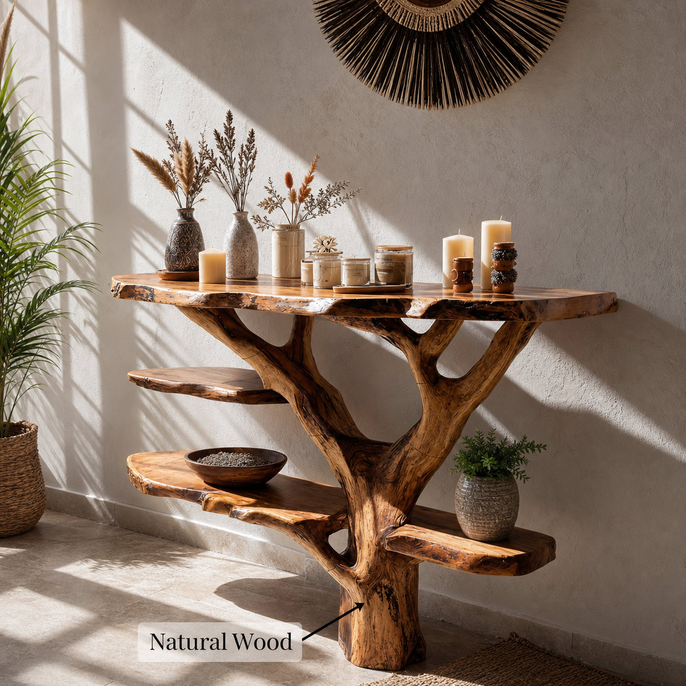 Handcrafted Wooden Live Edge Console Table For Stylish Furniture Decor - product view 5